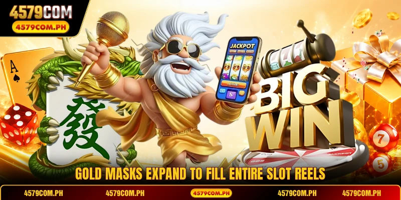 Gold masks expand to fill entire slot reels